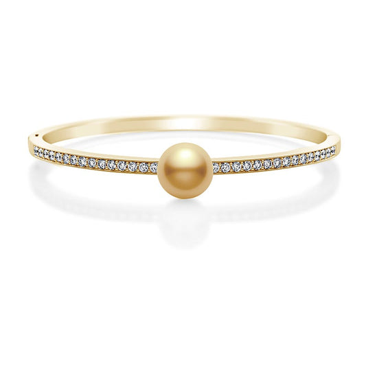 Golden South Sea Cultured Pearl and Diamond Bracelet in Yellow