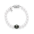 Fusion Zhuji and Black South Sea Cultured Pearl Bracelet with Diamond Rondelles