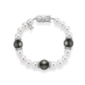 Fusion Zhuji and Black South Sea Cultured Pearl Bracelet with Diamond Rondelles