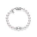 Fusion Zhuji and White South Sea Cultured Pearl Bracelet With Diamond Rondelles in Silver