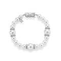 Fusion Zhuji and White South Sea Cultured Pearl Bracelet with Diamond Rondelles