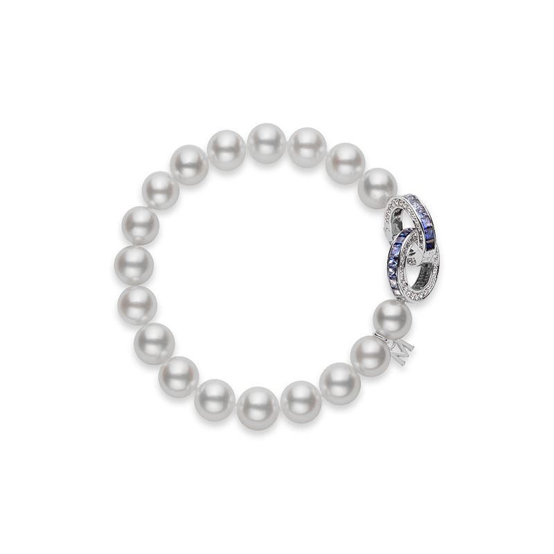 Ocean Collection Sapphire and Diamond Circle Bracelet in Silver