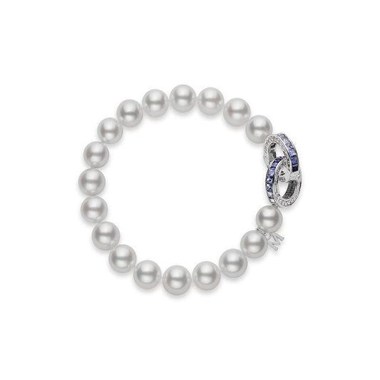 Ocean Collection Sapphire and Diamond Circle Bracelet in Silver