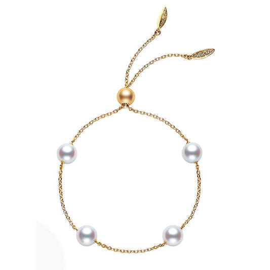 Zhuji Cultured Four Pearl Station Bracelet in Yellow