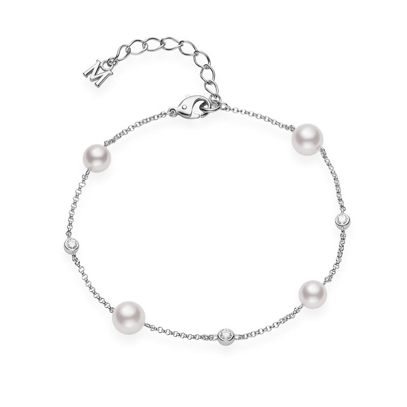 Zhuji Cultured Pearl and Diamond Station Bracelet