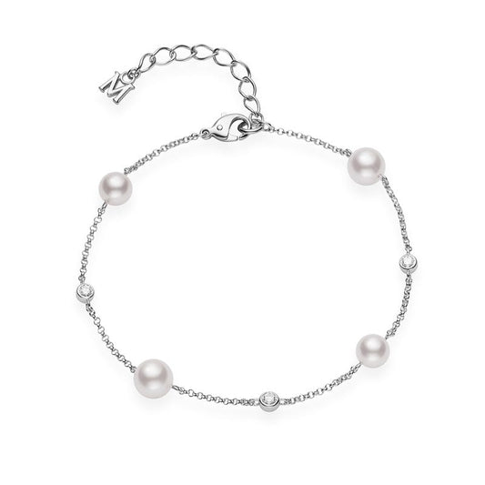 Zhuji Cultured Pearl and Diamond Station Bracelet