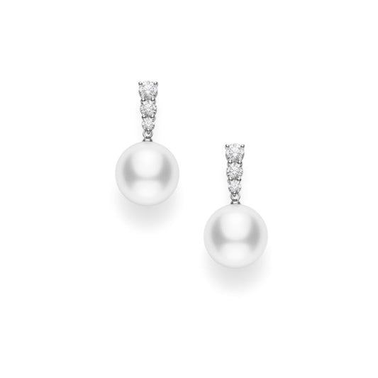 Morning Dew White South Sea Cultured Pearl Earrings in Silver