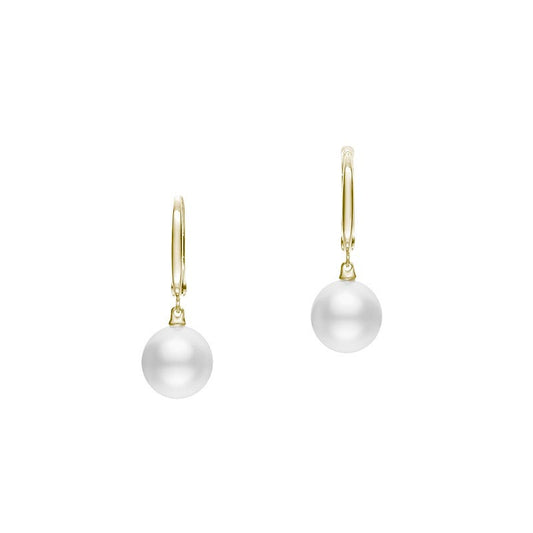 White South Sea Cultured Pearl Drop Earrings in Yellow