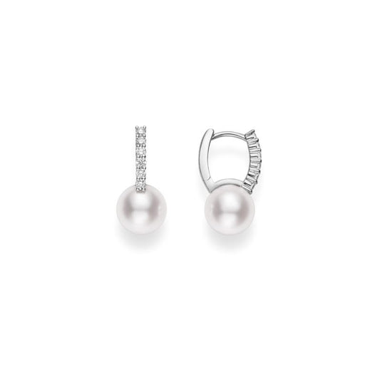 Classic Elegance Zhuji Cultured Pearl Earring with Diamonds
