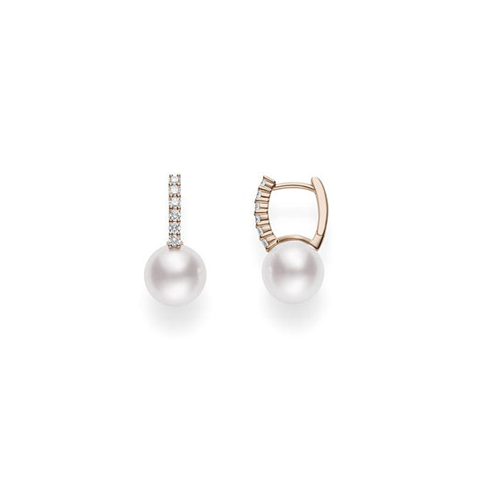 Classic Elegance Zhuji Cultured Pearl and Diamond Earrings In Pink