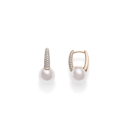 Classic Elegance Zhuji Cultured Pearl and White Diamond Earrings In Pink