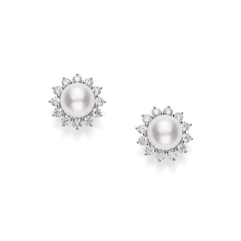 Classic Elegance Zhuji Cultured Pearl Earrings with Diamonds