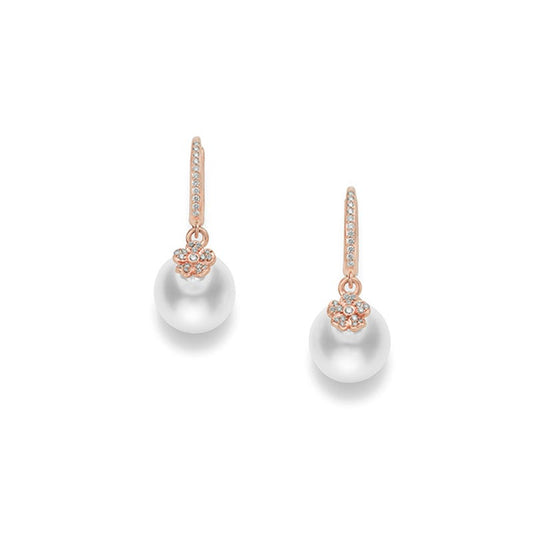 Cherry Blossom Collection Zhuji Cultured Pearl Floral Earrings in Pink