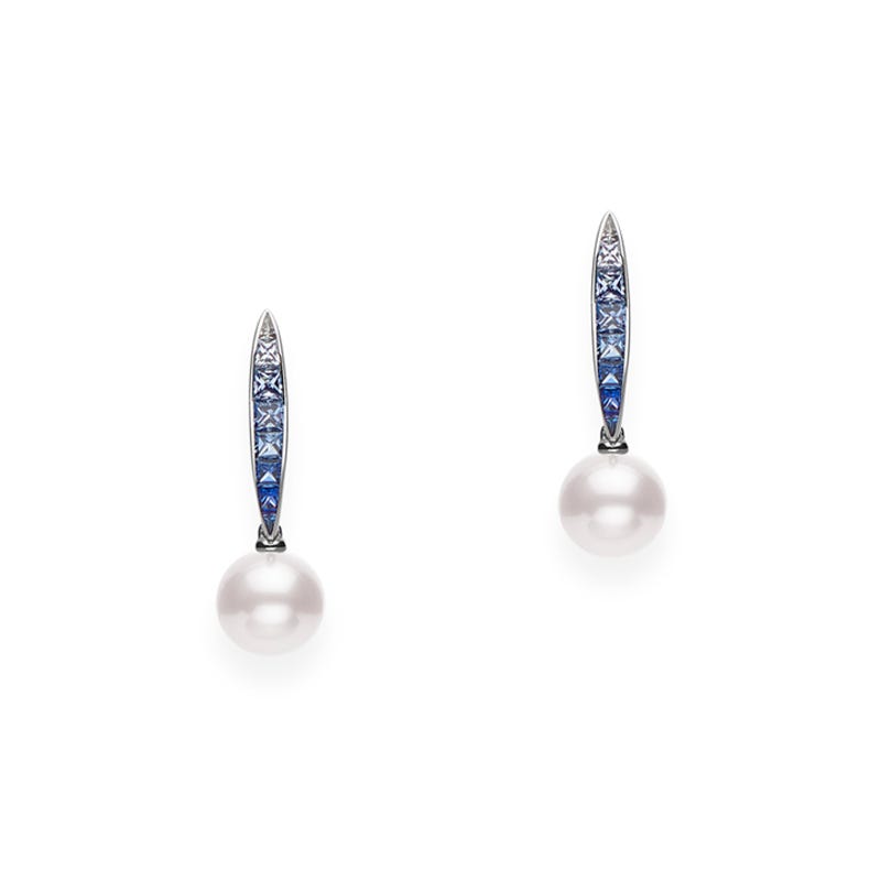 Zhuji Cultured Pearl Ocean Earrings with Sapphire