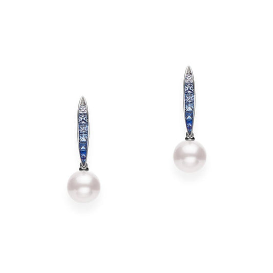 Zhuji Cultured Pearl Ocean Earrings with Sapphire