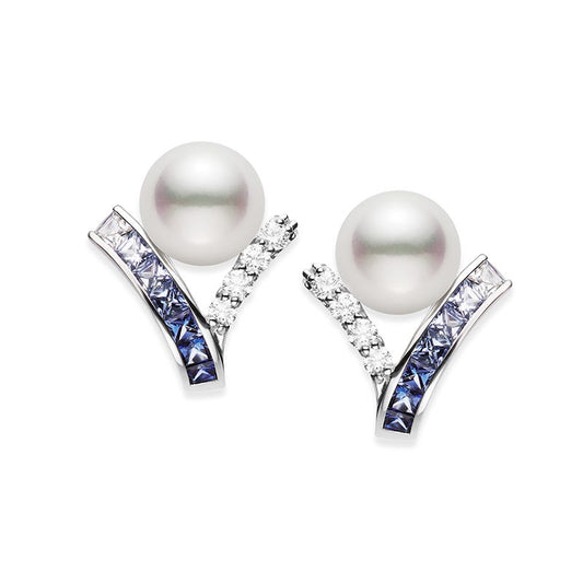 Ocean Collection Zhuji Cultured Pearl and Sapphire Earrings