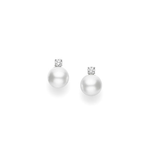 White South Sea Cultured Pearl Earring with Diamond