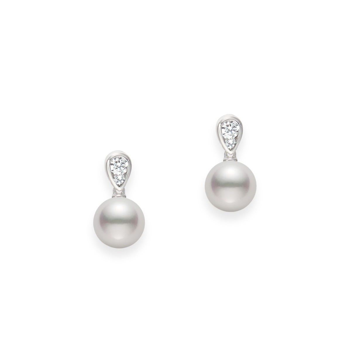Morning Dew Diamond and Zhuji Cultured Pearl Earrings In Silver