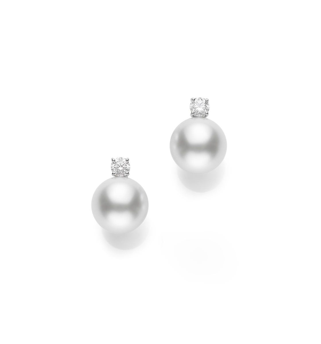 White South Sea Cultured Pearl and Diamond Earrings in Silver