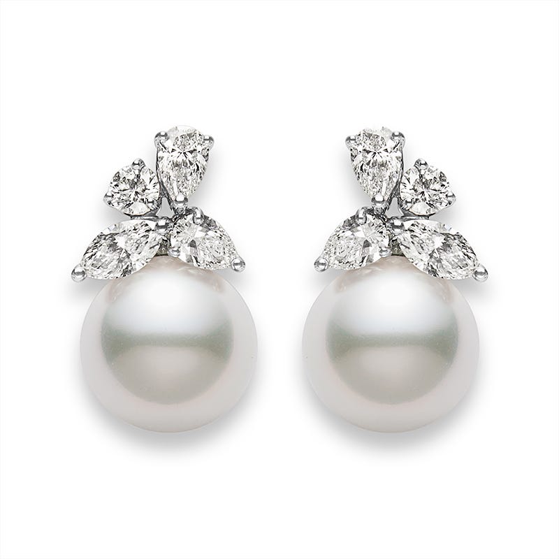 Classic White South Sea Pearl Earrings in Silver