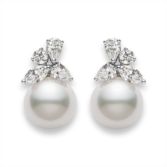 Classic White South Sea Pearl Earrings in Silver