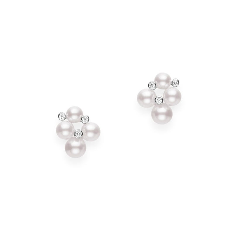 Zhuji Cultured Pearl and Diamond Bubbles Collection Earrings in Silver