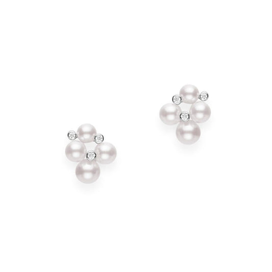 Zhuji Cultured Pearl and Diamond Bubbles Collection Earrings in Silver