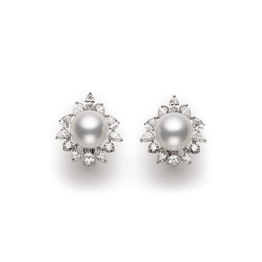 White South Sea Pearl and Diamond Earrings