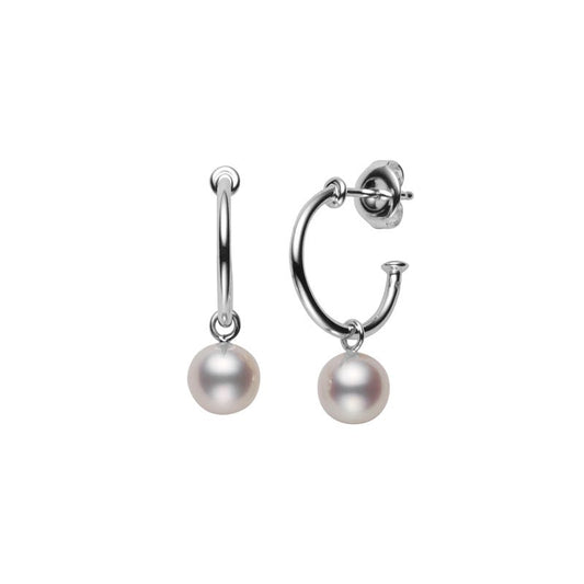 Classic Zhuji Cultured Pearl Semi Hoop Earrings
