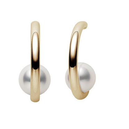 Classic Zhuji Cultured Pearl Semi Hoop Earrings in Yellow