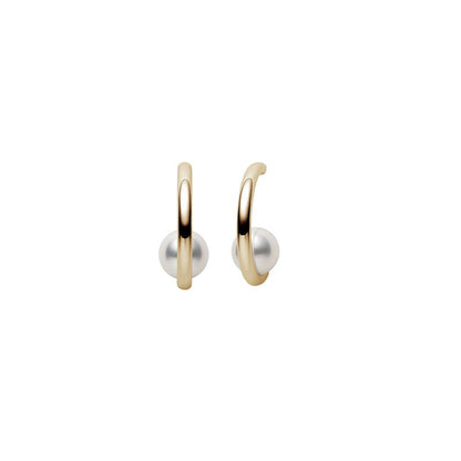 Classic Zhuji Cultured Pearl Semi Hoop Earrings in Yellow