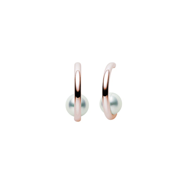 Classic Zhuji Cultured Pearl Semi Hoop Earrings in Pink