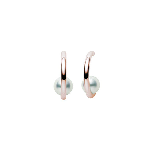 Classic Zhuji Cultured Pearl Semi Hoop Earrings in Pink