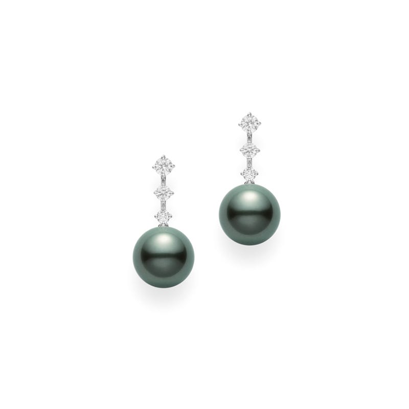 Black South Sea Cultured Pearl and Diamond Earrings