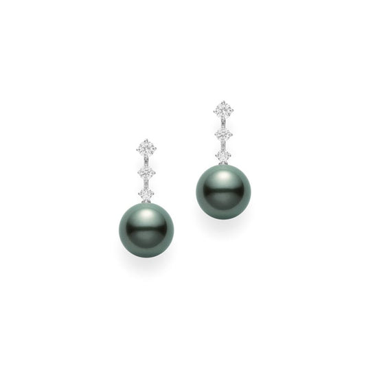 Black South Sea Cultured Pearl and Diamond Earrings