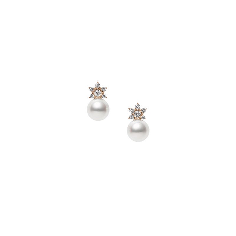 Classic Zhuji Cultured Pearl Star Earrings in Pink