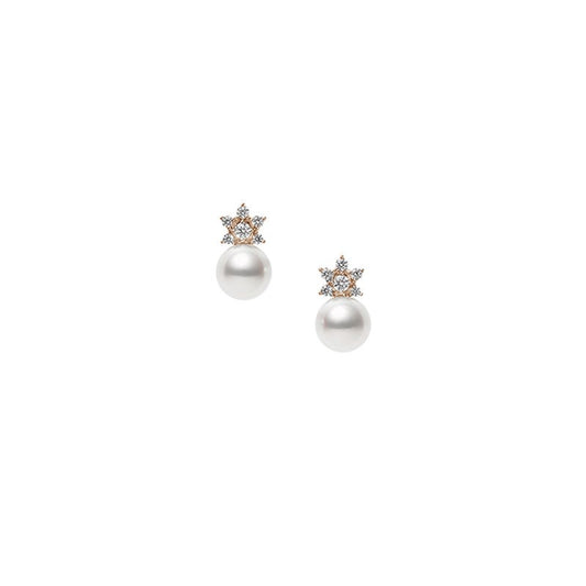 Classic Zhuji Cultured Pearl Star Earrings in Pink