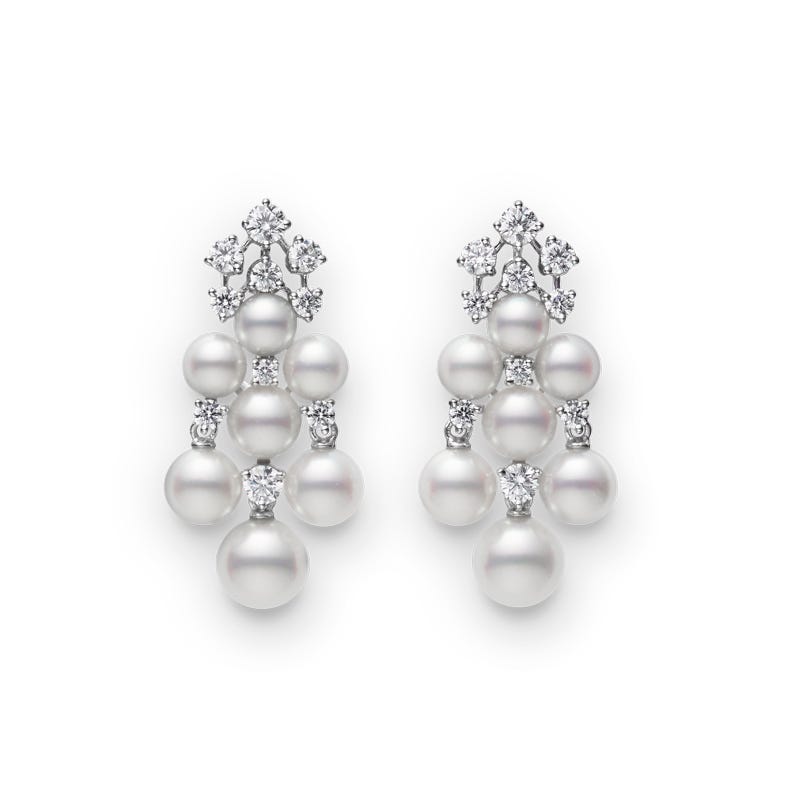 Cluster Zhuji Cultured Pearl and Diamond Earrings