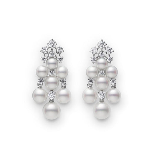 Cluster Zhuji Cultured Pearl and Diamond Earrings