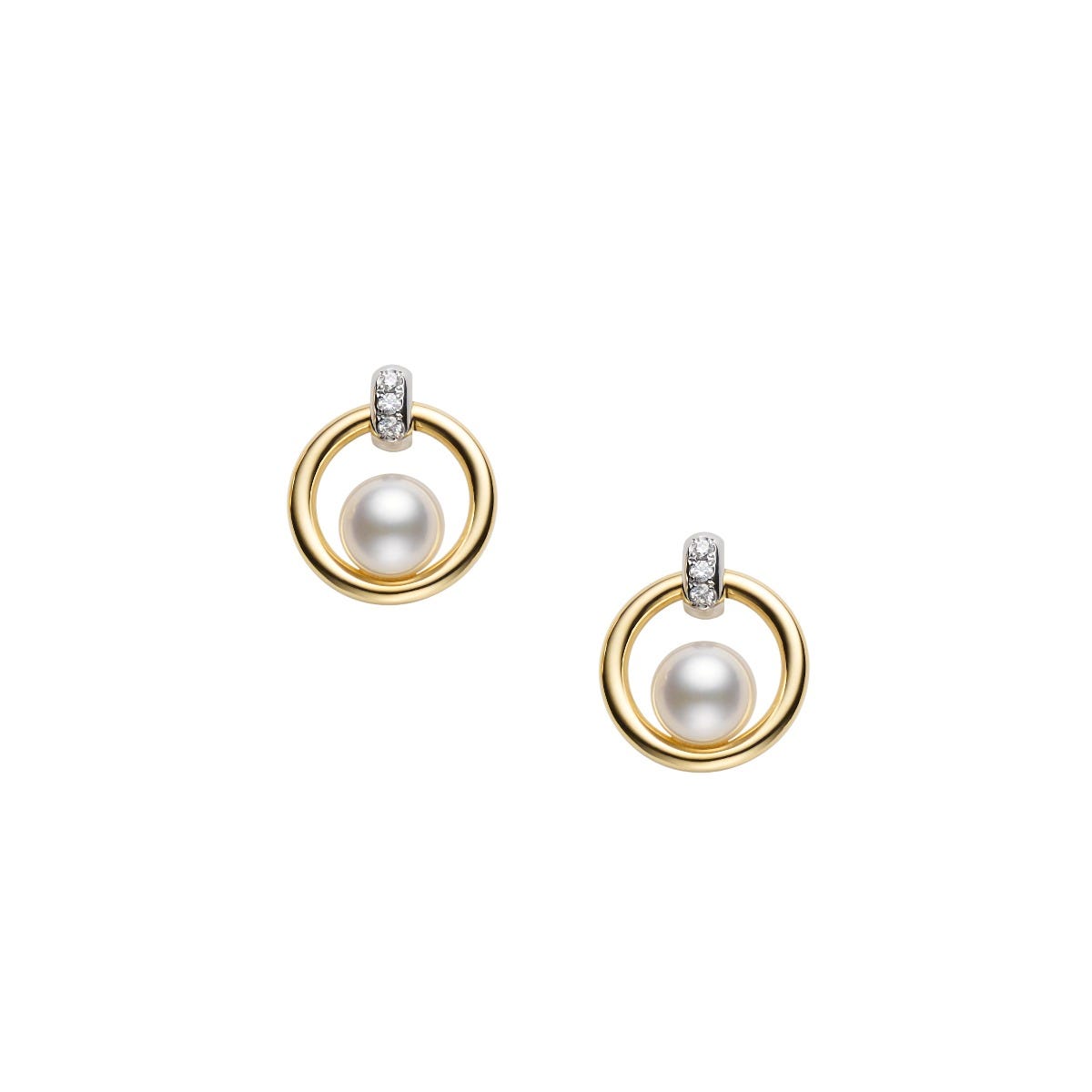 Zhuji Cultured Pearl and Diamond Circle Earrings