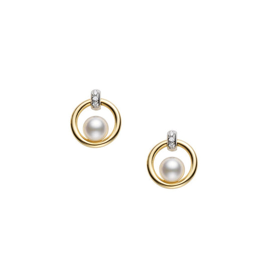 Zhuji Cultured Pearl and Diamond Circle Earrings