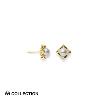 M Collection Zhuji Cultured Pearl Earrings in Yellow