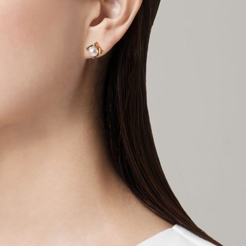 M Collection Zhuji Cultured Pearl Earrings in Yellow