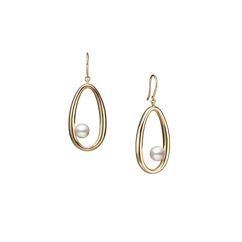 Moon Dew Zhuji Cultured Pearl Earrings in Yellow