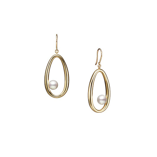 Moon Dew Zhuji Cultured Pearl Earrings in Yellow