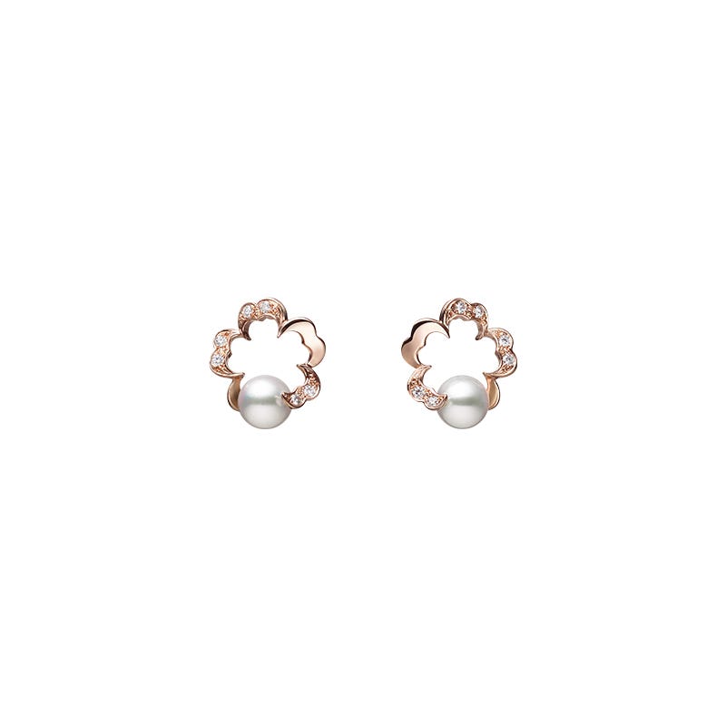 Cherry Blossom Zhuji Cultured Pearl Earrings in Pink