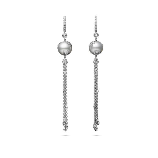 White South Sea Cultured Pearl and Diamond Earrings