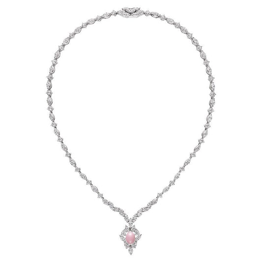 Conch Necklace with Diamonds in White