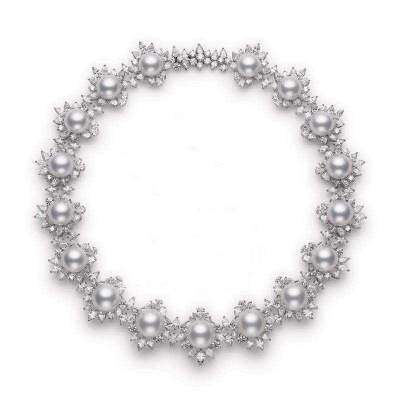 Classic White South Sea Cultured Pearl and Diamond Necklace