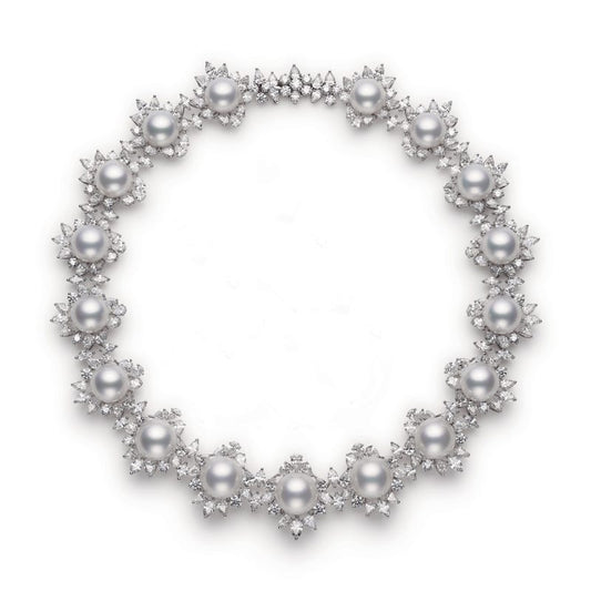 Classic White South Sea Cultured Pearl and Diamond Necklace